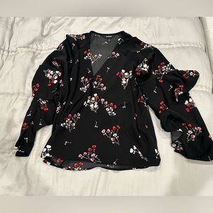 Black ruffle blouse with ruffle sleeve